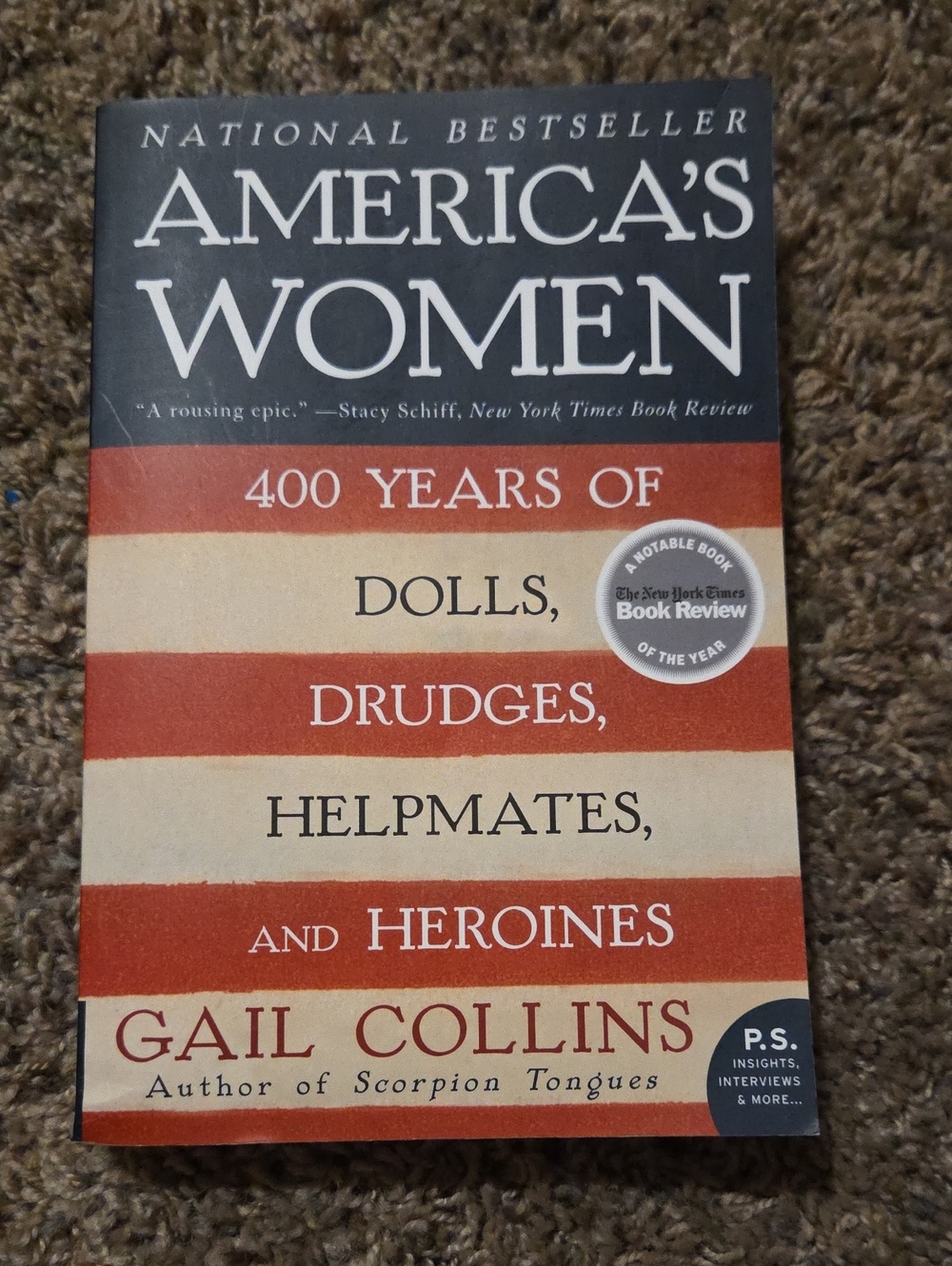 America's Women by Gail Collins - Red, Cream, Navy Back Cover
